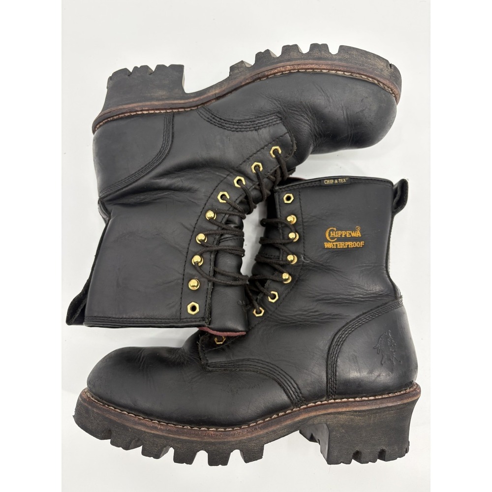 Chippewa Men's Black Logger Waterproof Insulated Chip-A-Tex Boots 8.5 Vibram - Picture 8 of 11